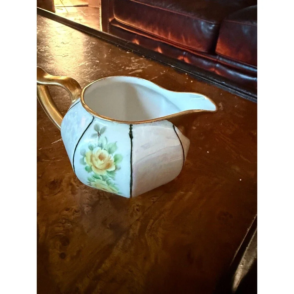 Lusterware Creamer Bavaria With Yellow Painted Roses